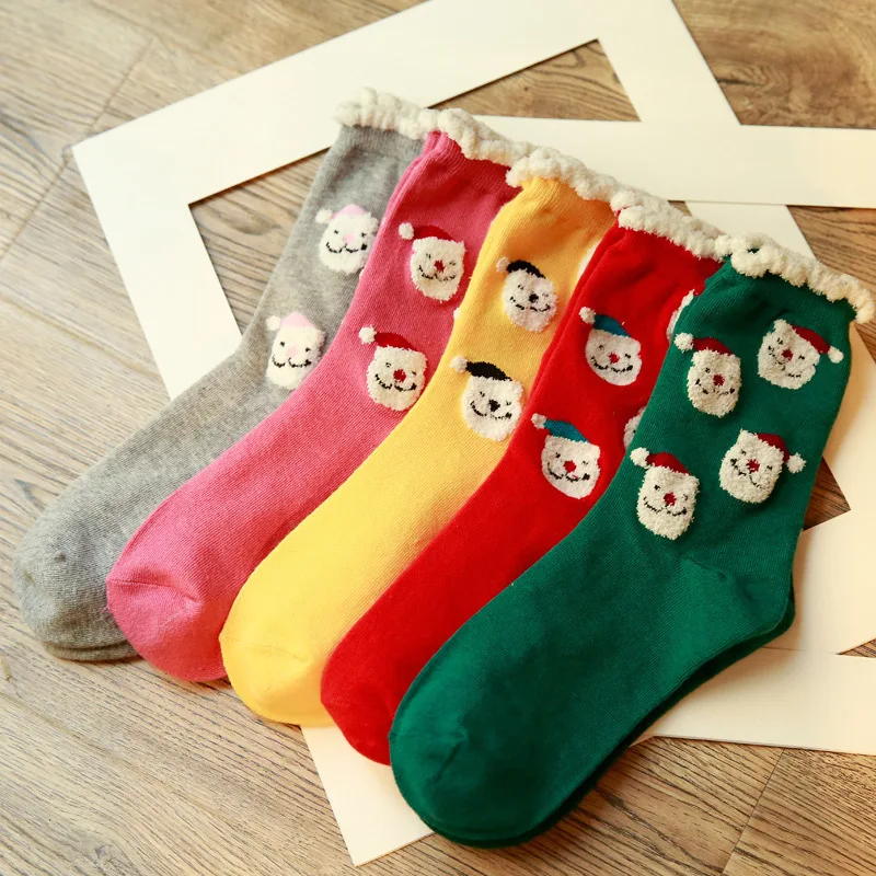 10Pairs/Lot New women socks Kawai Santa wholesale | Женская одежда