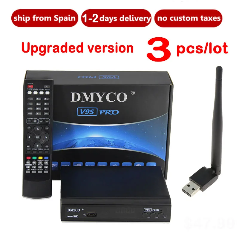 3 шт. спутниковый ТВ приемник декодер V9s pro DVB S2 + бесплатно USB Wfi учетная запись