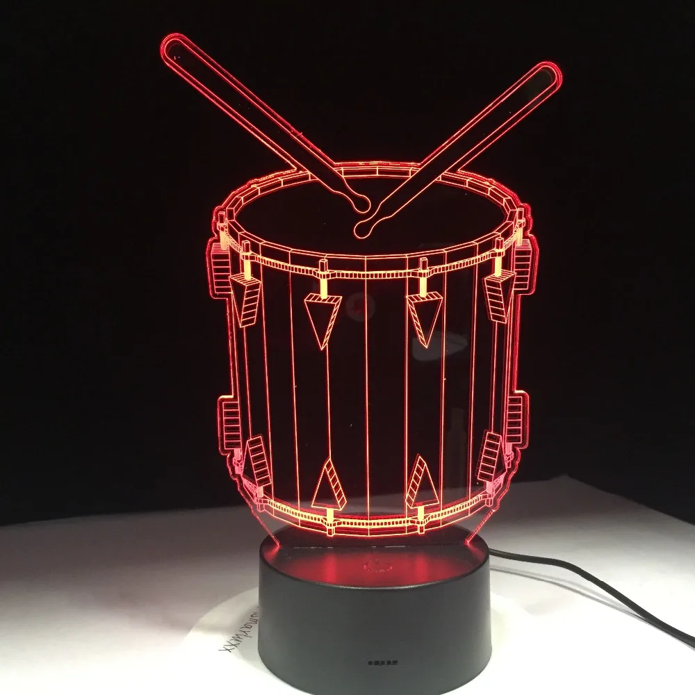 Музыкальный барабан 3D Художественная светодиодсветодиодный настольная лампа