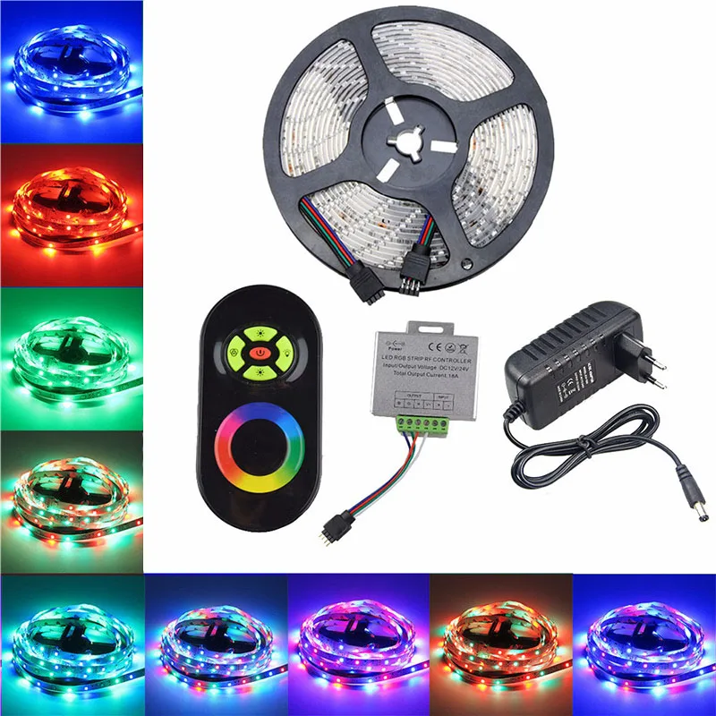 5 м IP65 2835 Водонепроницаемая RGB Светодиодная лента с RF сенсорным беспроводным