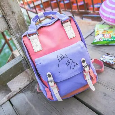 Зеленый Популярный топ Tonari no Totoro Cartoo, Холщовый Рюкзак, Корейская версия, Harajuku, панельный рюкзак для отдыха - Цвет: Зеленый
