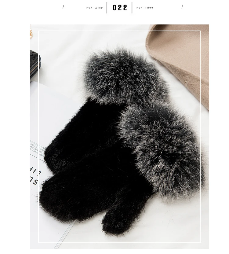 ZDFURS* брендовые модные зимние женские перчатки из натурального меха норки, вязаные варежки, толстые теплые меховые перчатки и варежки