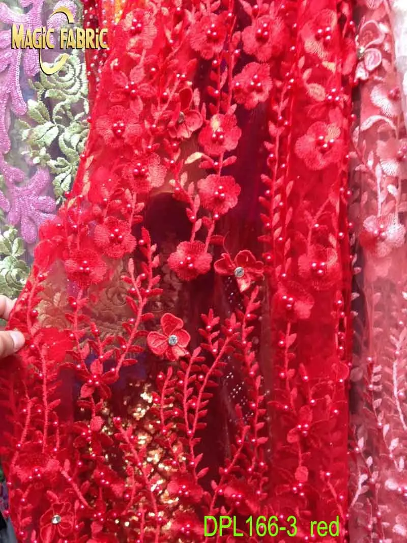

New Designs African French Lace Fabric High Quality Nigeria French Net Lace 2016 With Beaded For Women DPL166
