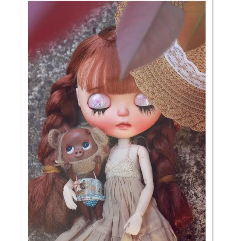 Винтажная круглая кукольная шляпа-котелок, шапки для куклы Blythe, модная кружевная соломенная шляпа ручной работы для Blyth Sharon 1/3, аксессуары для куклы BJD