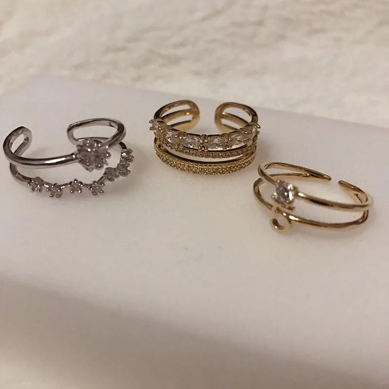 Модное открытое регулируемое кольцо K pop золотого цвета для женщин женские кольца