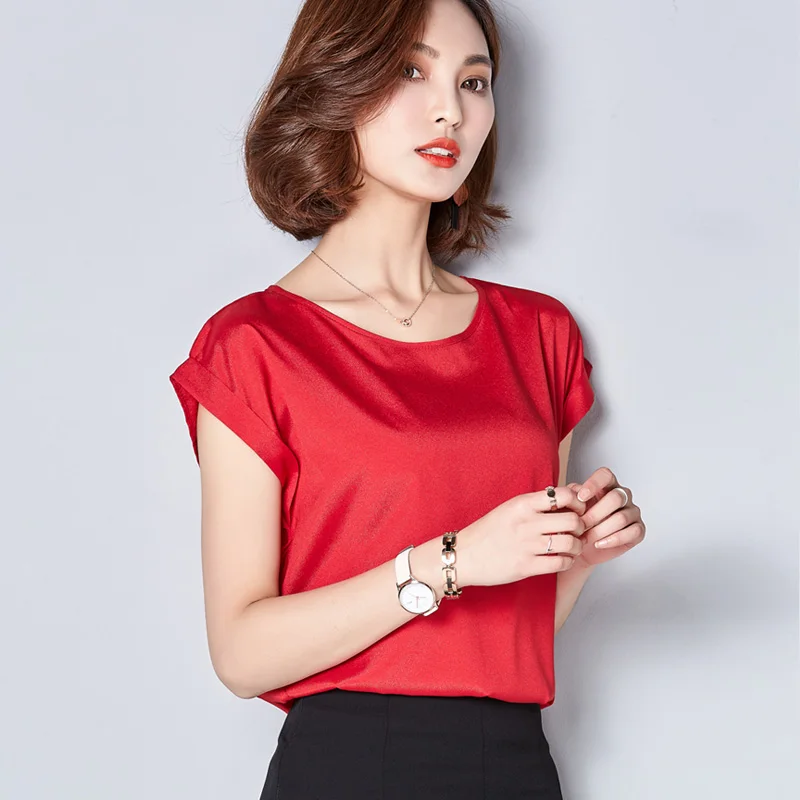 Для женщин Летняя блузка 2017 Новая мода корейский стиль короткий рукав o образным