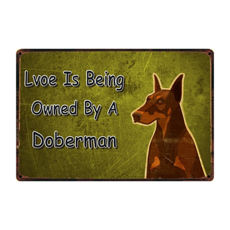 

[Kelly66] Love Is принадлежит к Dobermen собак металлический знак олова плакат домашний Декор Бар настенная живопись 20*30 см Размеры y-2193