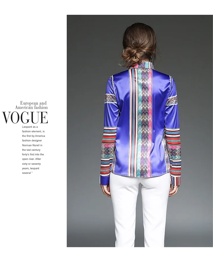 

autumn European and American fashion printing lapel long sleeve shirt female print office lady design top clothes blouse girl