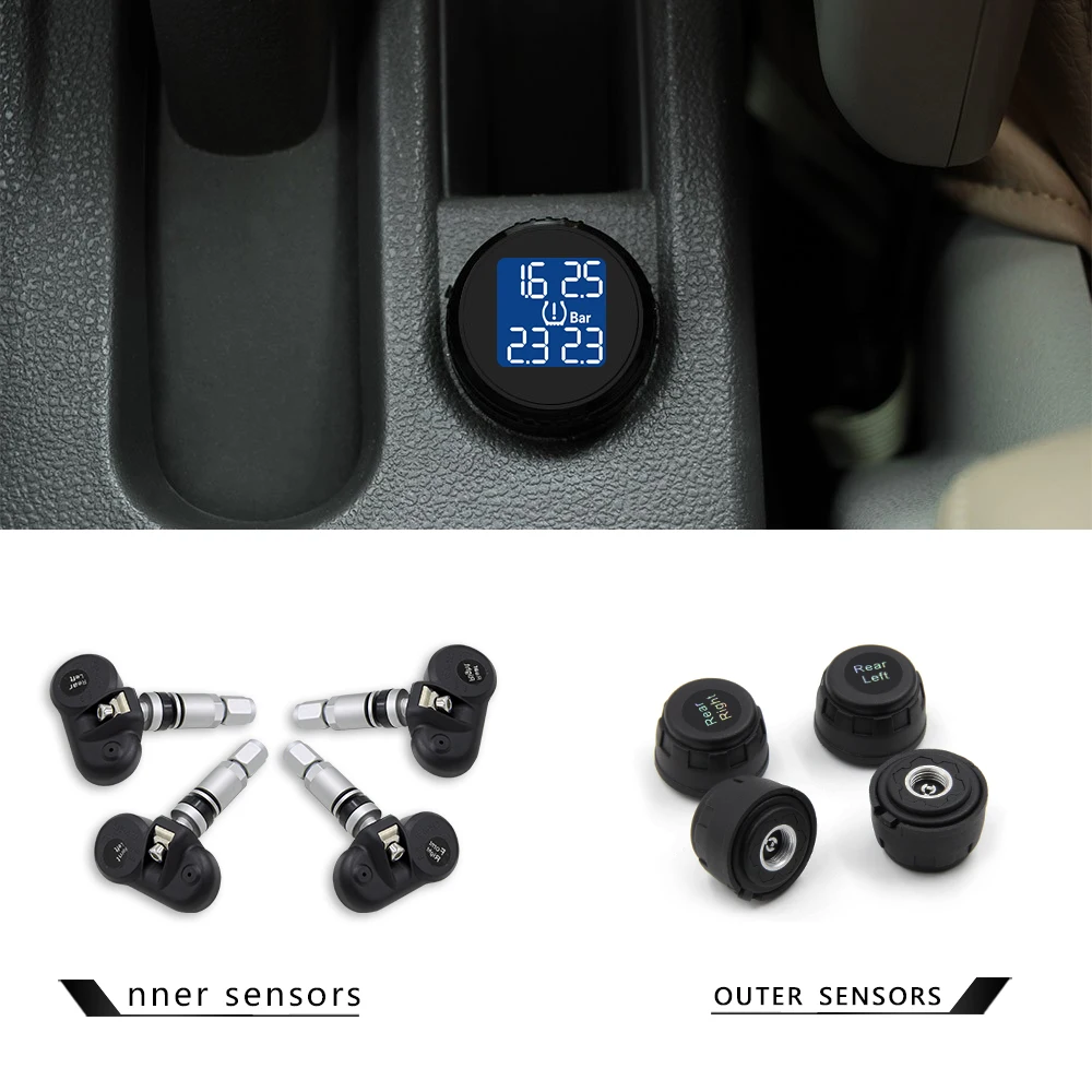 TPMS система контроля давления в шинах TPMS ЖК-экран 4 датчика прикуриватель в режиме реального времени tpms автомобильный детектор диагностический инструмент