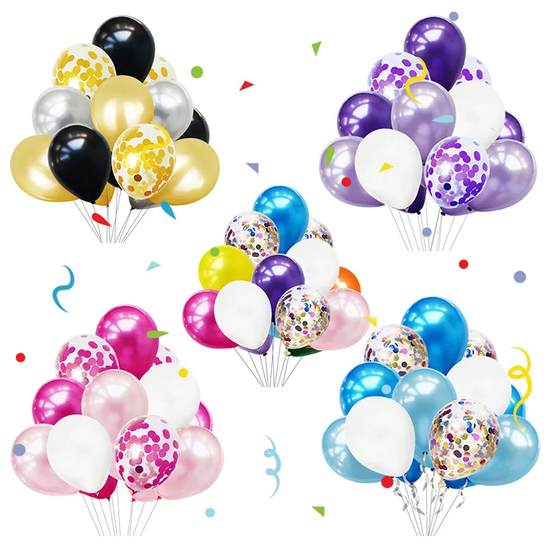

12-inch color round sequins transparent balloon combination birthday party room decoration courtesy balloon layout