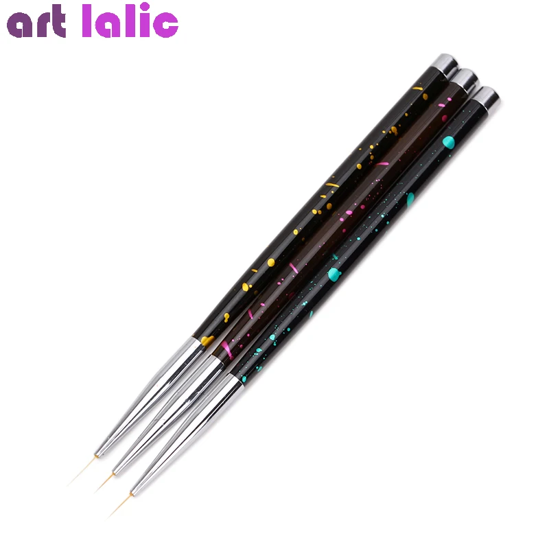 

3Pcs 5/9/12mm Metal Nail Art French Stripes Lines Flower Painting Drawing Liner Brush Pen Manicure Tools Kit Set