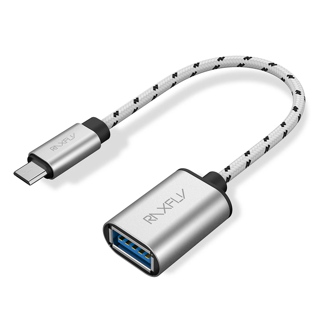 Silver RAXFLY Micro USB адаптер Micro USB мужчина к USB 2,0 Женский OTG кабель для Xiaomi huawei samsung Galaxy S4 S5 S6 - Цвет: Silver