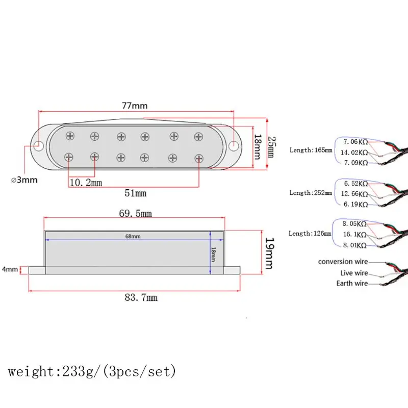 

Guitar Pickup Mini Humbucker For ST SSS Size 6 String Neck Middle Bridge Alnico V Milk Yellow