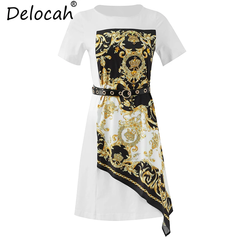 Delocah/женское летнее платье для подиума модное элегантное с коротким рукавом
