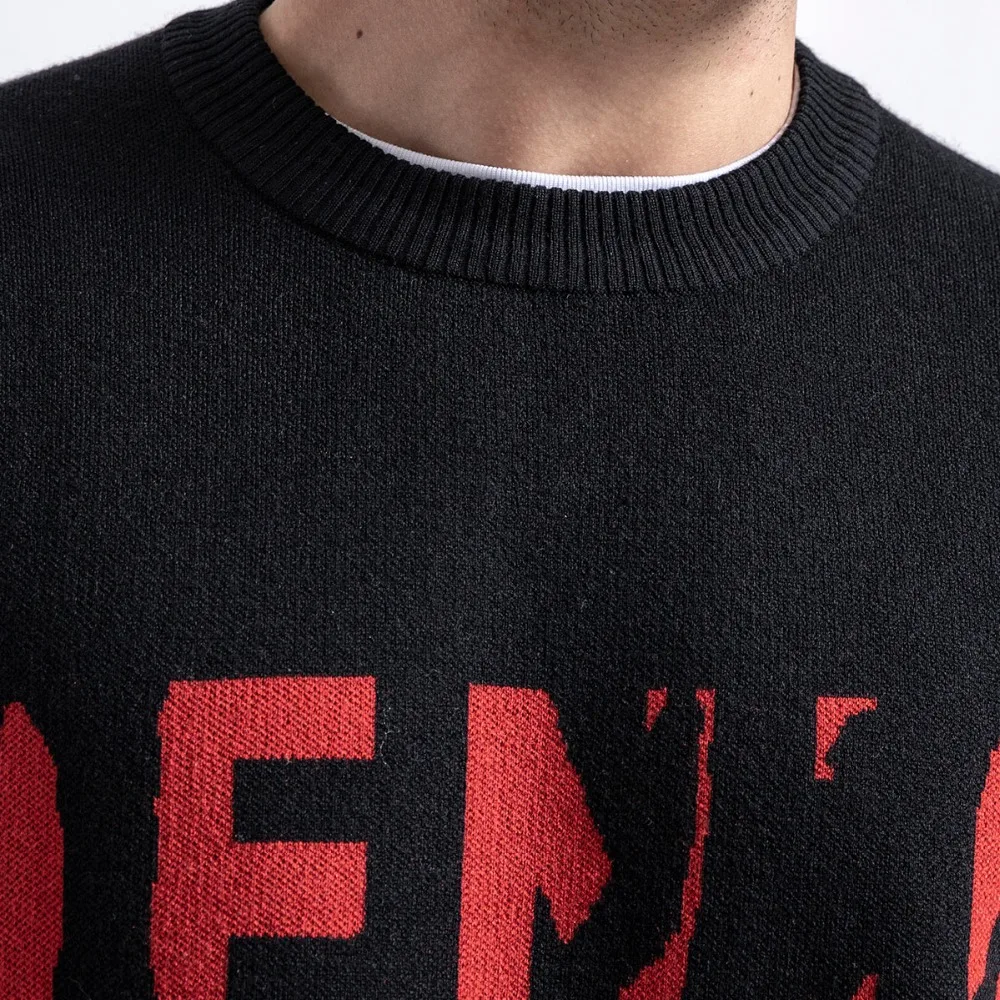 SIMWOOD модный жаккардовый свитер с надписью Мужская смесь шерсти трикотаж круглым