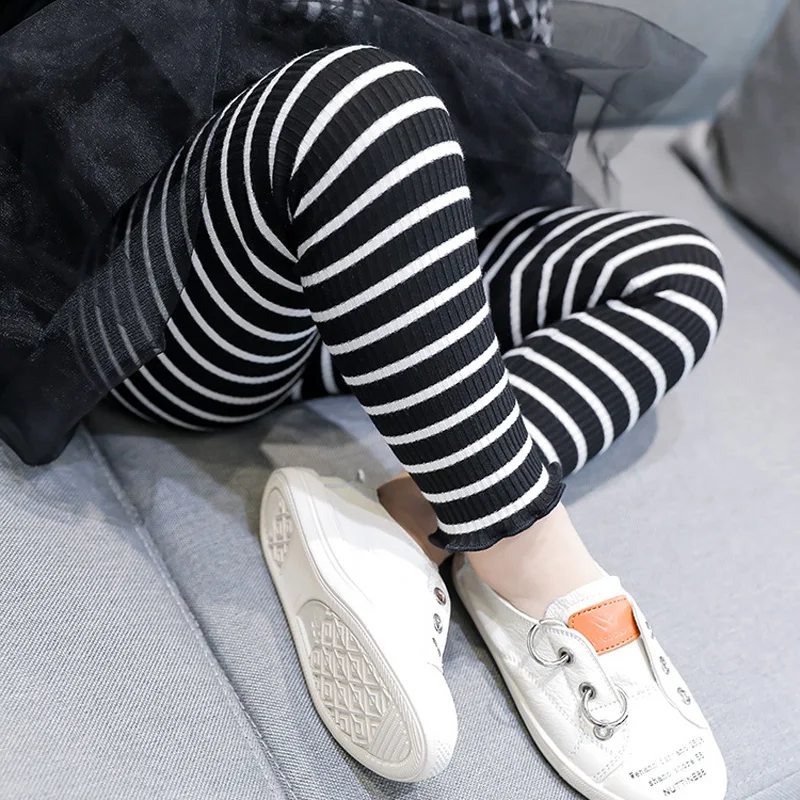 Брюки для девочек Осенние повседневные полосатые леггинсы детская одежда брюки