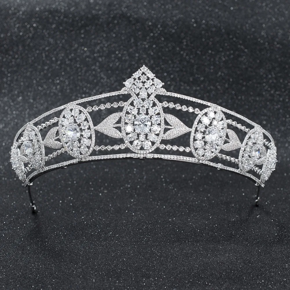 

2019 New Crystals CZ Cubic Zirconia Wedding Bridal Wheat Tiara Diadem Crown Women Prom Hair Jewelry Accessories CH10258