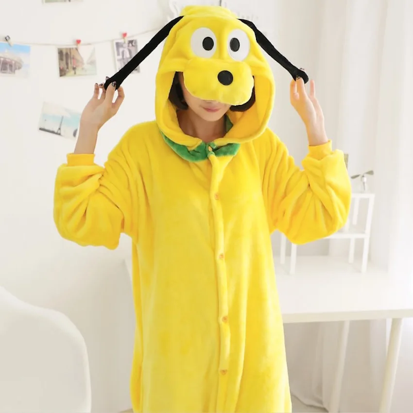 

Cute Unicorn Yellow Dog unisex adults Onesies flannel Pajamas animal Pyjama Suits womens pijamas cosplay costume Robe
