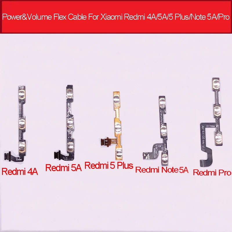 

Power&Volume Flex Cable For Xiaomi Redmi 4A 5A 5Plus Note 5A Pro Power Volume Control Switch Button Flex Ribbon Replacement
