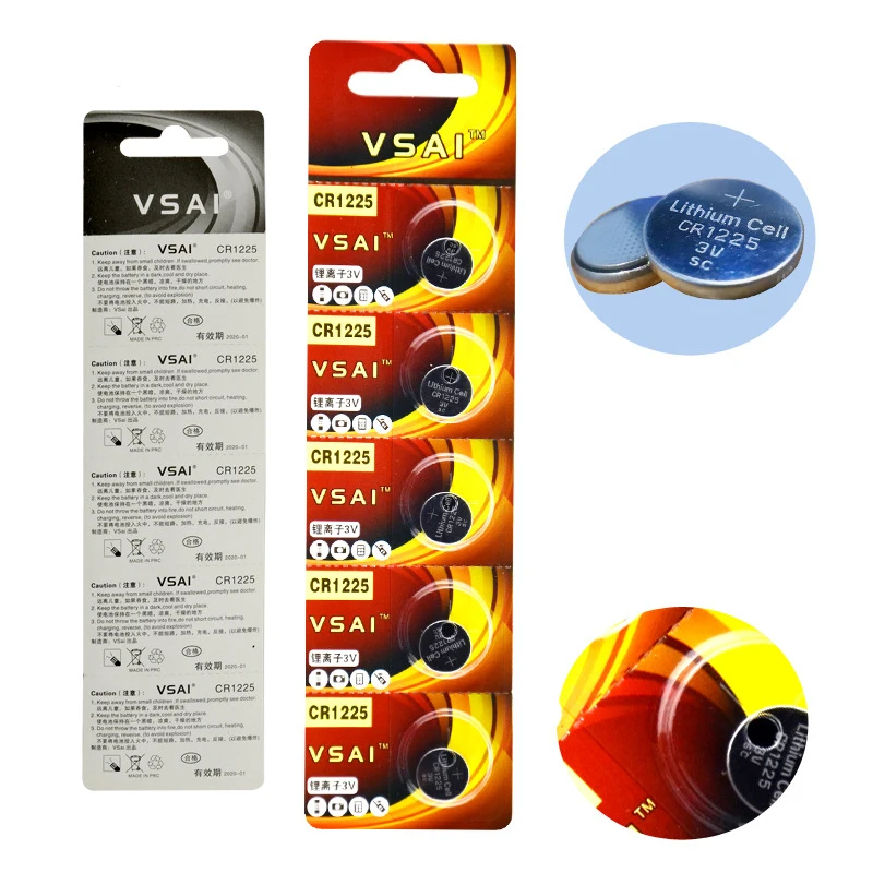 

5x VSAI CR1225 3V 50mAh Lithium Button Cell Battery LM1225 BR1225 For 3D Glasses