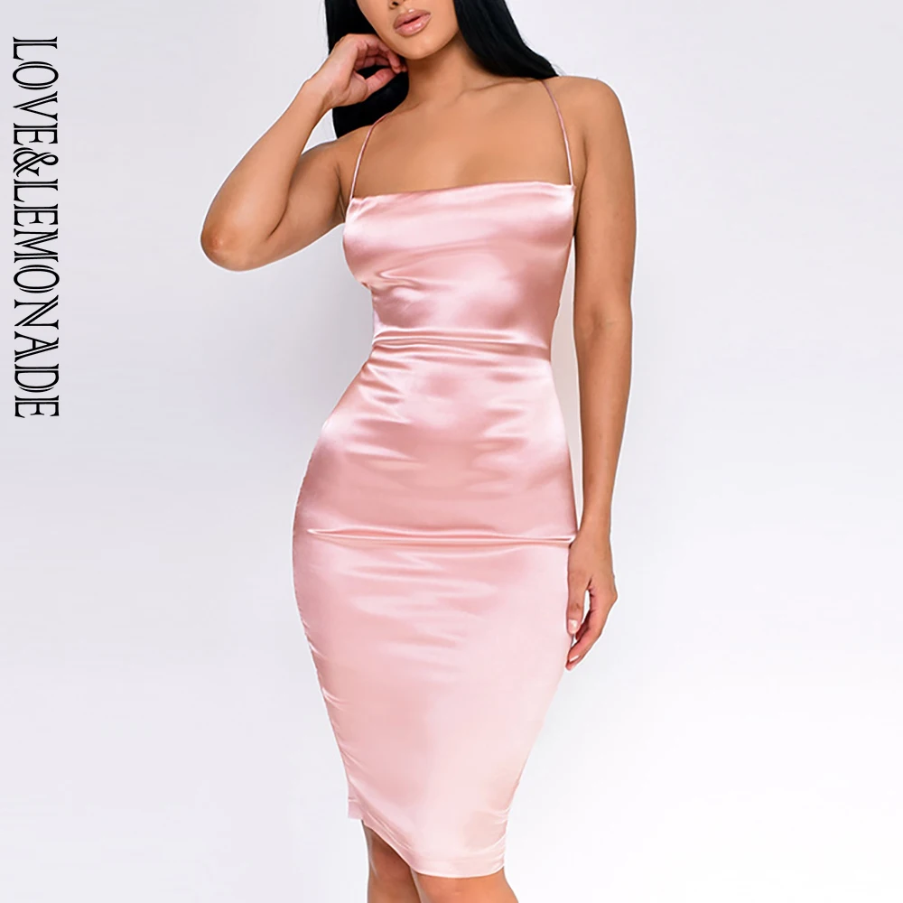 LOVE & LEMONADE сексуальный розовый рукав открытая спина ремень светоотражающий