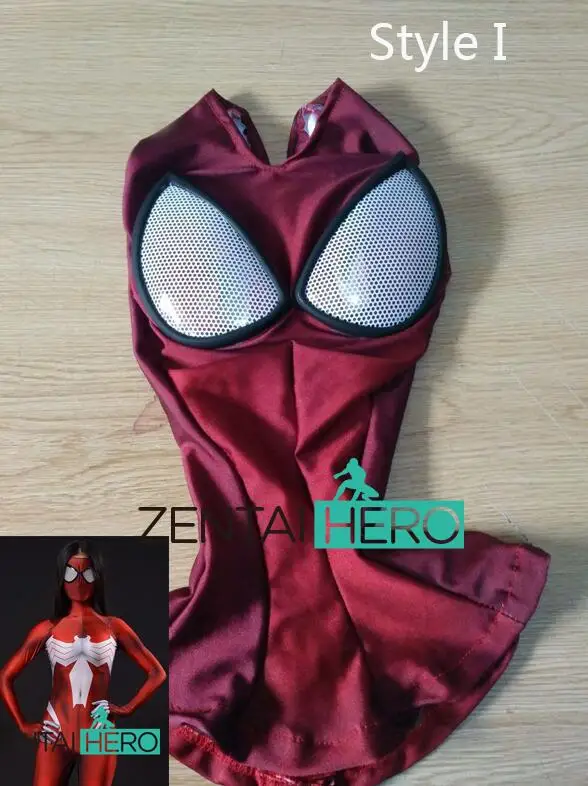 ZentaiHero новая 3D печать Человек-паук Маска Хэллоуин лайкра спандекс супергерой zentai красный человек-паук капюшон с контактные линзы для глаз MK-11 - Цвет: I