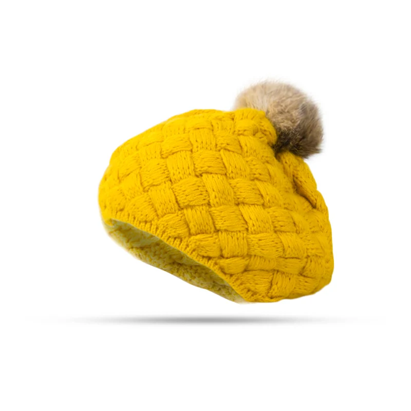 YELLOW DMROLES/Новинка года; детская зимняя шапка; вязаный крючком детский берет для девочек; шапка для детей; хлопковая теплая шапка; милая теплая детская шапочка унисекс - Цвет: YELLOW