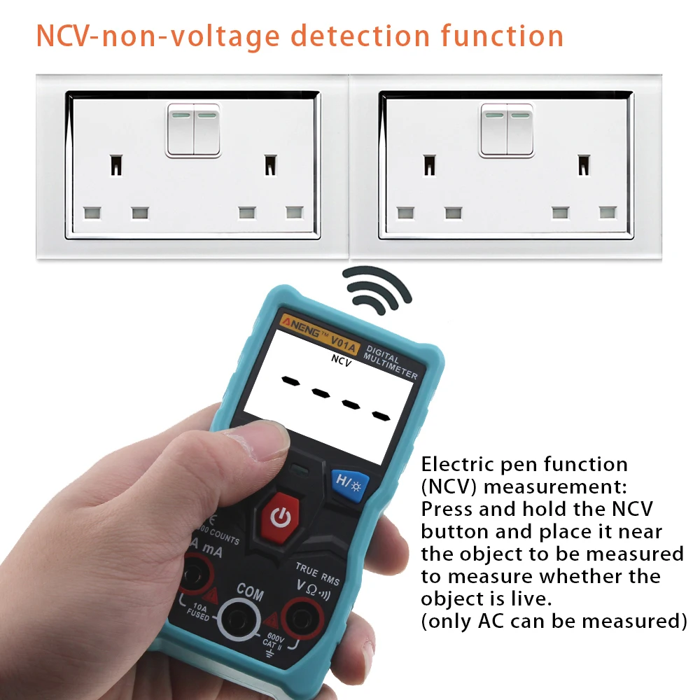 V01A 4000 отсчетов цифровой мультиметр тест er True-RMS Интеллектуальный NCV AC/DC Напряжение Ток Ом тестовый инструмент