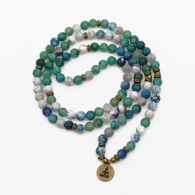 Fashion New Natural Icy Onyx Bracelet 108 Mala Buddha Pedant or Necklace Energy Yoga For Women Man Jewelry | Украшения и
