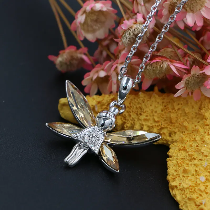 Натуральная австрийского хрусталя Крылья Ангела звено цепи бабочка фея кулон