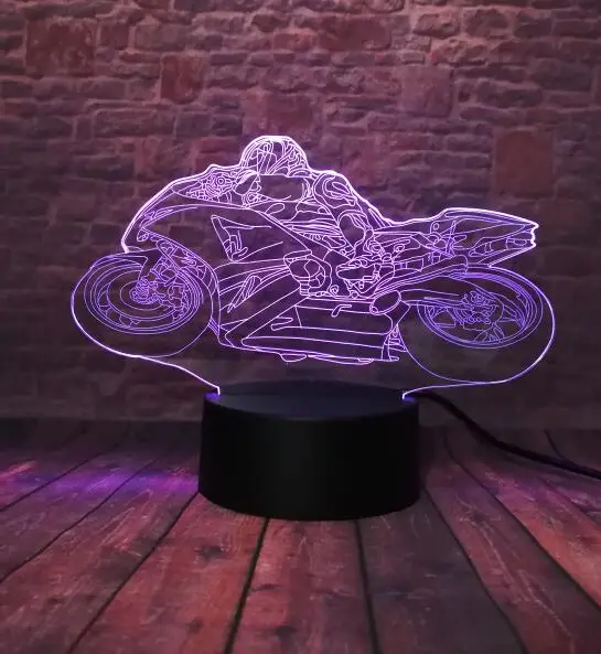 Motorcycle 7 Светодиодный ночник художественный Декор 3D мотоцикл 7 цветов градиентный ночник спальня спальный детский подарок на день рождения иллюзия Лампа - Испускаемый цвет: Motorcycle 7