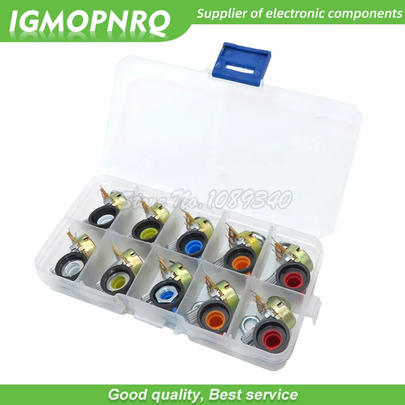 

10PCS WH148 potentiometer kit B1K B2K B5K B10K B20K B50K B100K B250K ohm 3PIN 15MM Knob AG2 15x17mm EACH 1pcs IGMOPNRQ