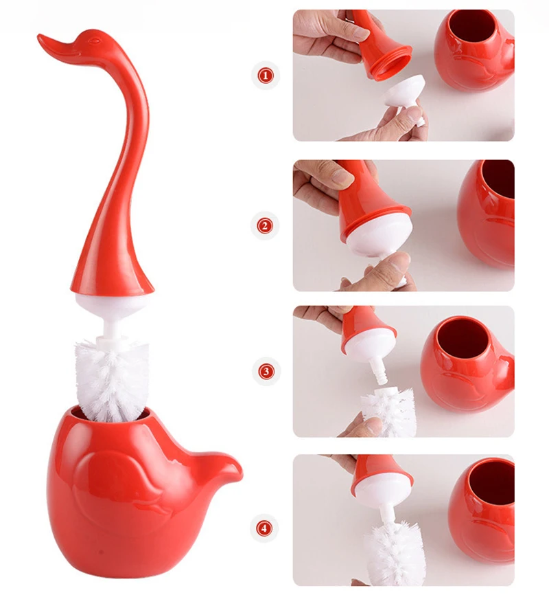 Ceramic Plastic Swan Toilet Brush And Holder For Creative Household Bathroom Cleaning Tools Practical Toilet Cleaning Brushes