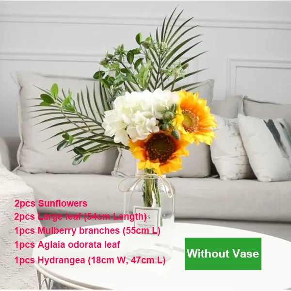 Bouquet set 1 Шелковые подсолнухи articial букет цветов Искусственные цветы композиции реалистичные украсить для дома Свадебная вечеринка стол Декор - Цвет: Bouquet set 1