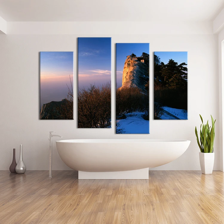 

4pcs Snow Sundown Landscape Wall Painting Print On Canvas For Home Decor Ideas Paints On Wall Pictures Art No Framed