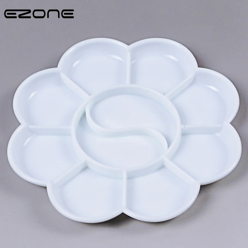 

EZONE 10 Holes Color Palette Design Of Plum Blossom Shape Acrylic Gouache Watercolor Paint Plastic Palette Students Stationery