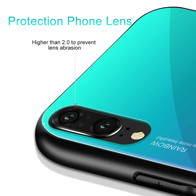 Amzboon Gradient Tempered Glass Case For Nova 3E 3i 3 Luxury Soft Silicone Frame Back Cover Huawei P20 Pro Lite Phone | Мобильные