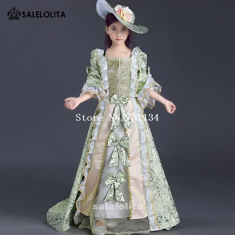 Фото 2019 best seller Children green printed lace Victorian Renaissance Dresses Medieval Reenactment Theater Clothing for girl Женская 2019 best seller Children green printed lace Victorian Renaissance Dresses Medieval Reenactment Theater Clothing for girl Женская