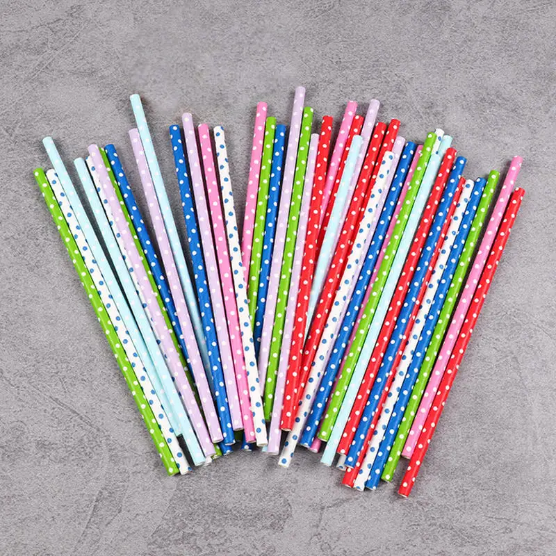 25 шт. милые бумажные соломинки в горошек для детей украшения дня рождения свадьбы