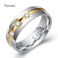 vqysko bling cz wedding rings for women 6mm stainless steel female aliance anel love gifts
