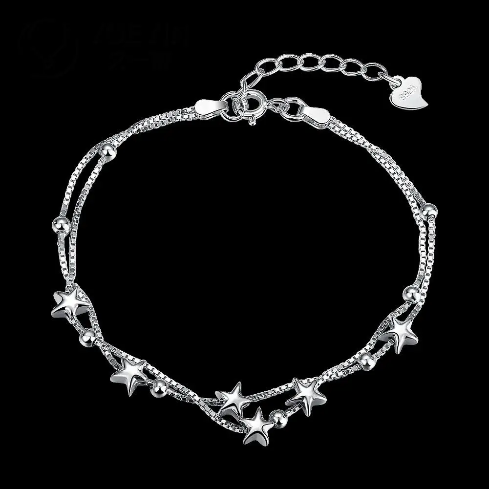 H057 silver fashion bracelets plated jewelry wedding for women charm chain | Украшения и аксессуары