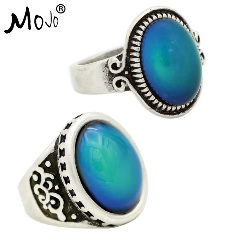

2PCS Vintage Ring Set of Rings on Fingers Mood Ring That Changes Color Wedding Rings of Strength for Women Men Jewelry RS009-051