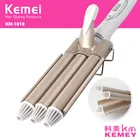 110-220 профессиональные щипцы для завивки волос Kemei, керамические щипцы для завивки волос с тремя бочонками, инструменты для укладки, стайлер для волос
