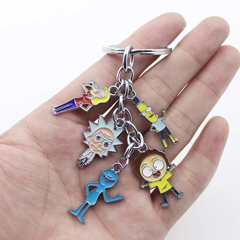 Rick and marty аниме металлический брелок Рик Санчез и Морти Смит 3D красочная печать W/Аксессуары для косплея для подарка Colletion - Цвет: Rick and Morty