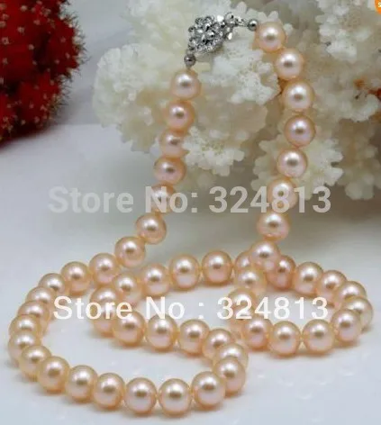 

Beautiful! 8mm Pink Akoya Natural Pearl Necklace