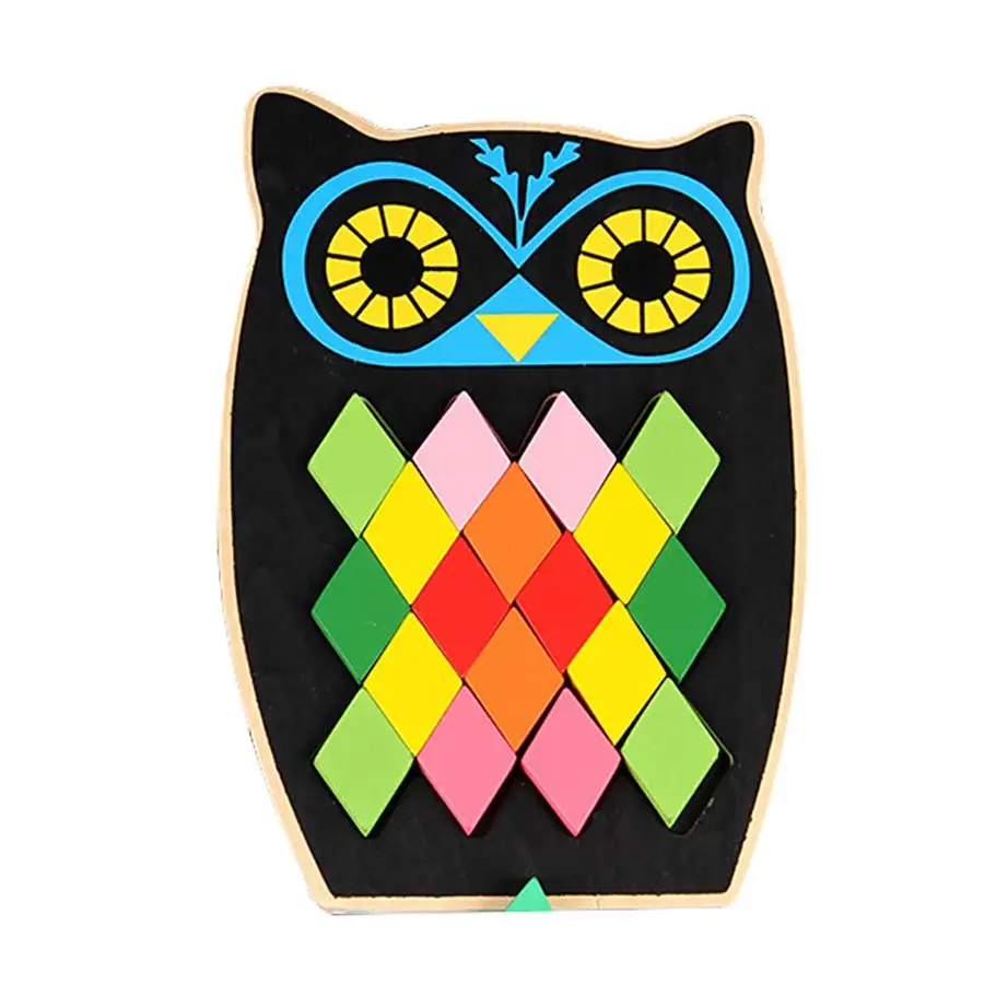 owl 3D деревянные рыбы Сова Красочные алмаз треугольник головоломки Развивающие детские игрушки - Цвет: owl