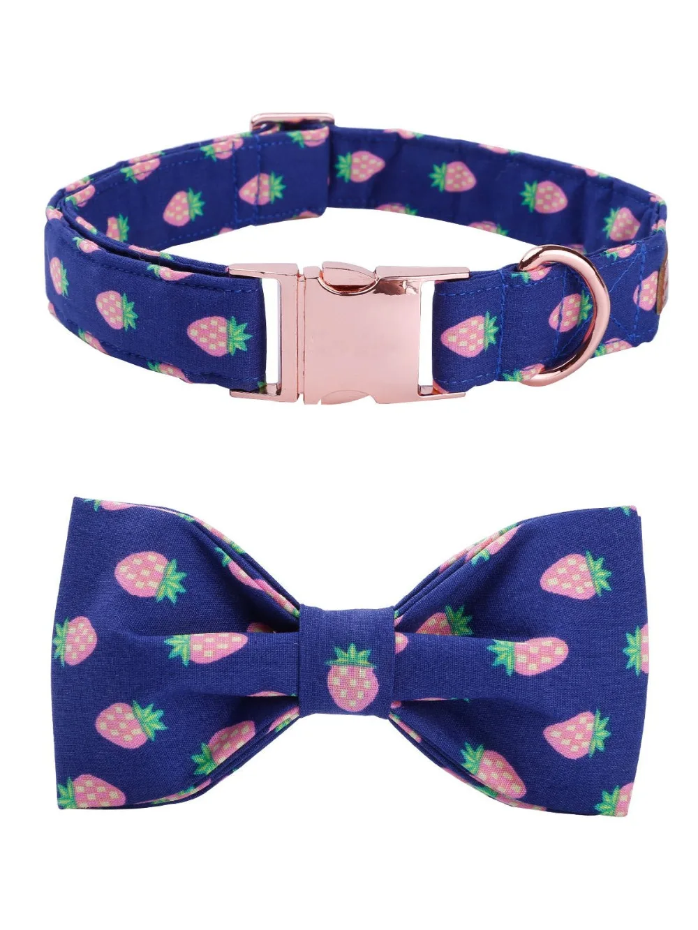 

lovely dog collar and leash set with bow tie soft and cotton fabric collar rose gold metal buckle durable pet accessories