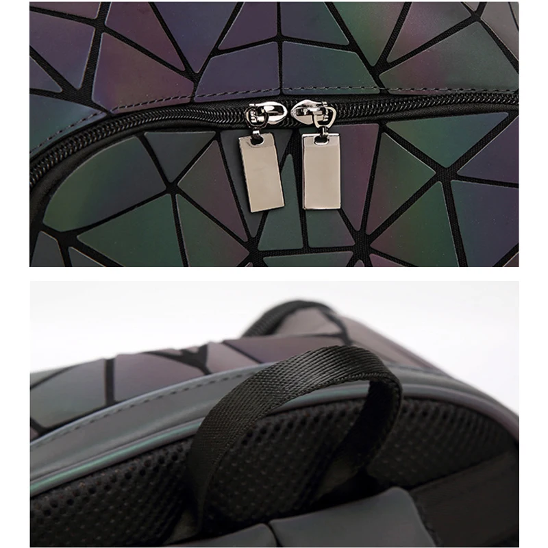 2022 new backpack luminous matte college bag tide geometric rhombic Rubik's square stitching female W676 | Багаж и сумки