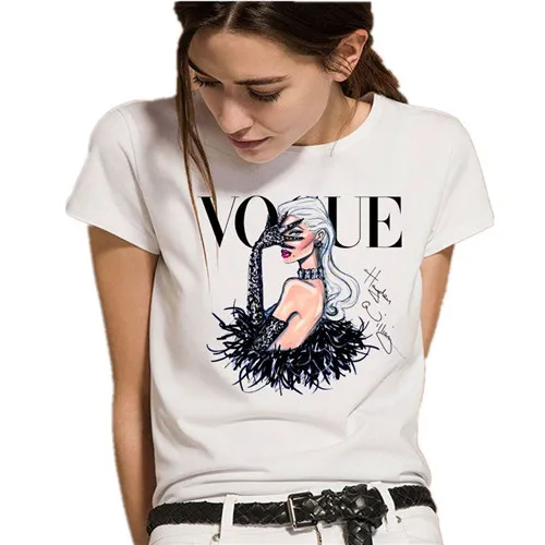 XBK006-White SexeMara женские футболки VOGUE с буквенным принтом модные летние женские футболки Повседневная хлопковая модная футболка с коротким рукавом - Цвет: XBK006-White