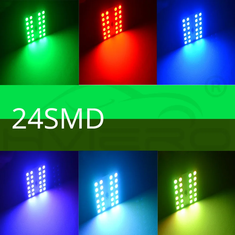 2X T10 5050 12SMD 15Smd 24smd пульт дистанционного управления Rgb Светодиодная панель для автомобиля интерьер Авто свет чтение купол фестон BA9S адаптер DC 12 В